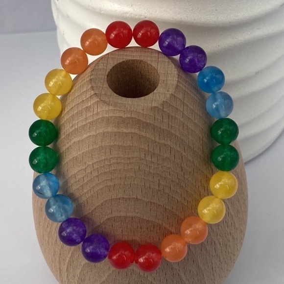 Hand Crafted Jewelry - Pride Stretch Beaded Bracelet in Jade
